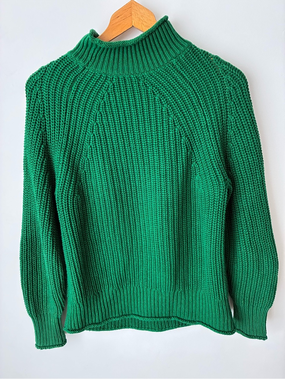 J.Crew Sweater Women’s XS Relaxed Rollneck Emerald Green Cotton Chunky Knit